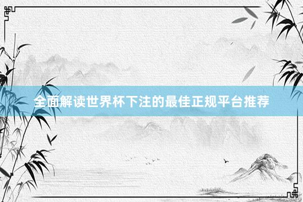 全面解读世界杯下注的最佳正规平台推荐